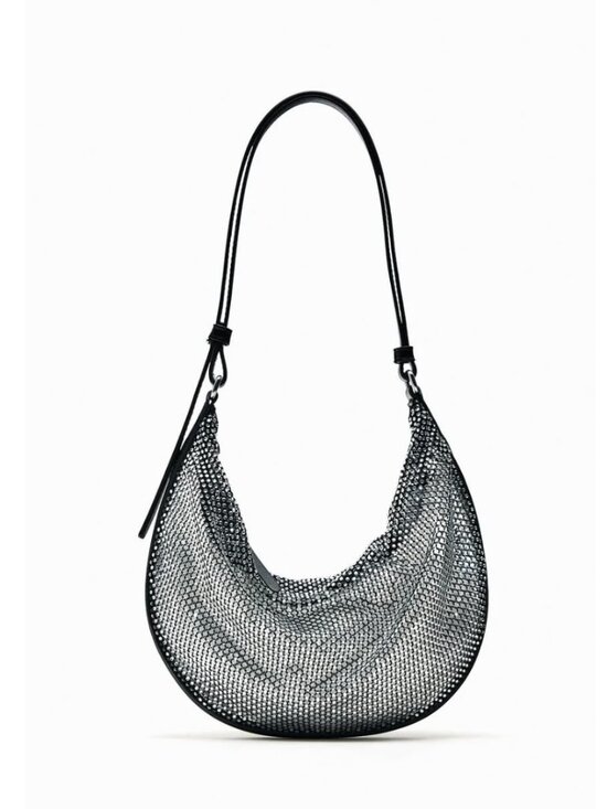 Zara Handbags - Zara Black Rhinestone Crescent Shoulder Bag